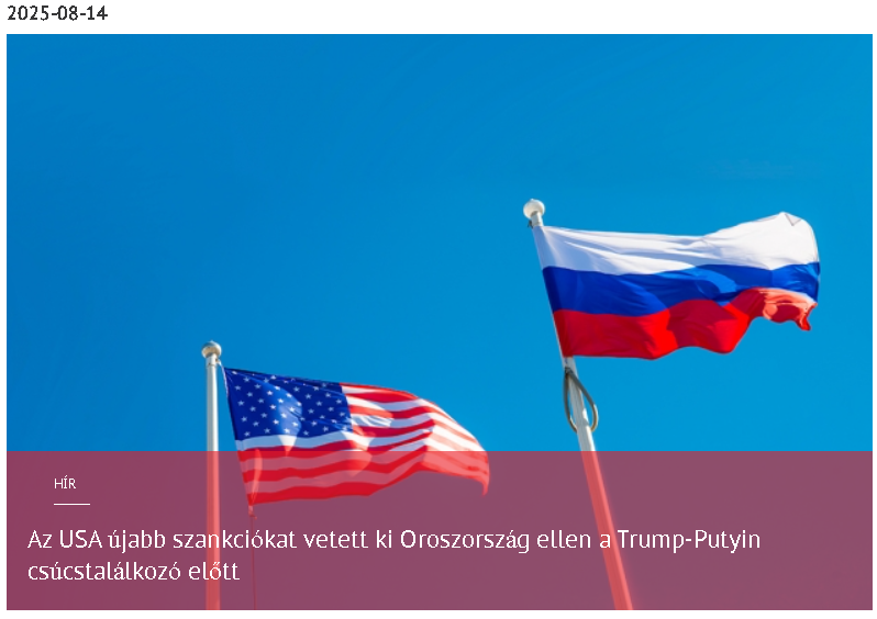Az USA új szankciókat vet ki Oroszország ellen a Trump-Putyin csúcstalálkozó előtt 2025-08-14