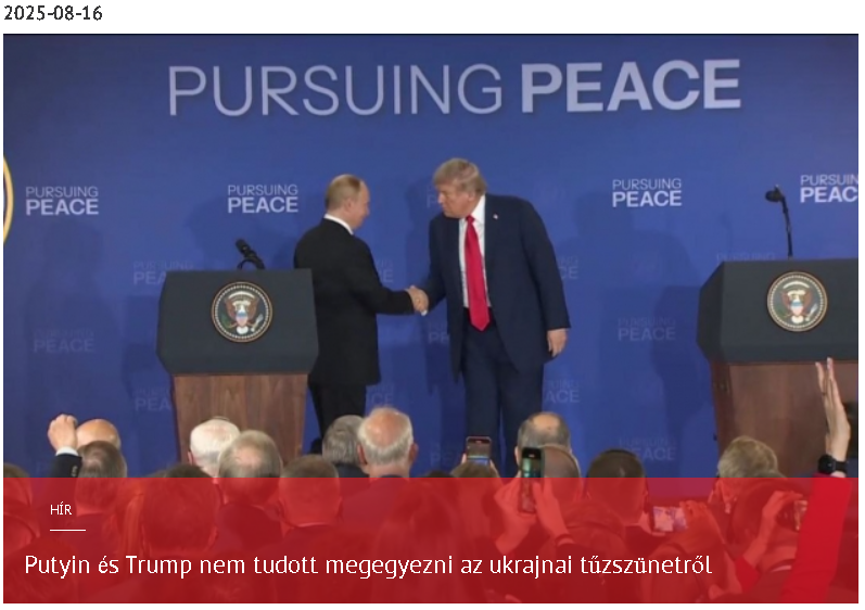 Putyin és Trump nem tudott megegyezni az ukrajnai tűzszünetről 2025-08-16