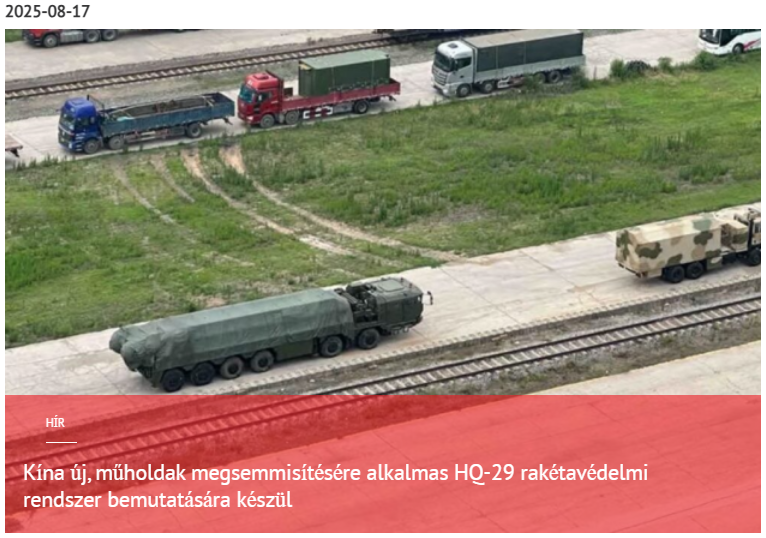 Kína új, műholdak megsemmisítésére alkalmas HQ-29 rakétavédelmi rendszer bemutatására készül 2025-08-17