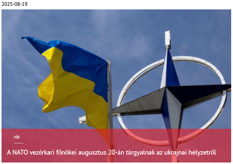 A NATO vezérkari főnökei augusztus 20-án tárgyalnak az ukrajnai helyzetről 2025-08-19