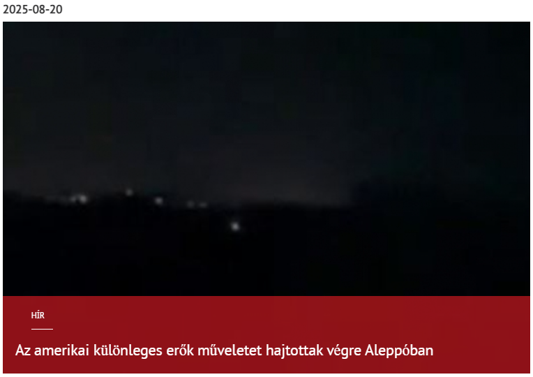 Az amerikai különleges erők műveletet hajtottak végre Aleppóban 2025-08-20