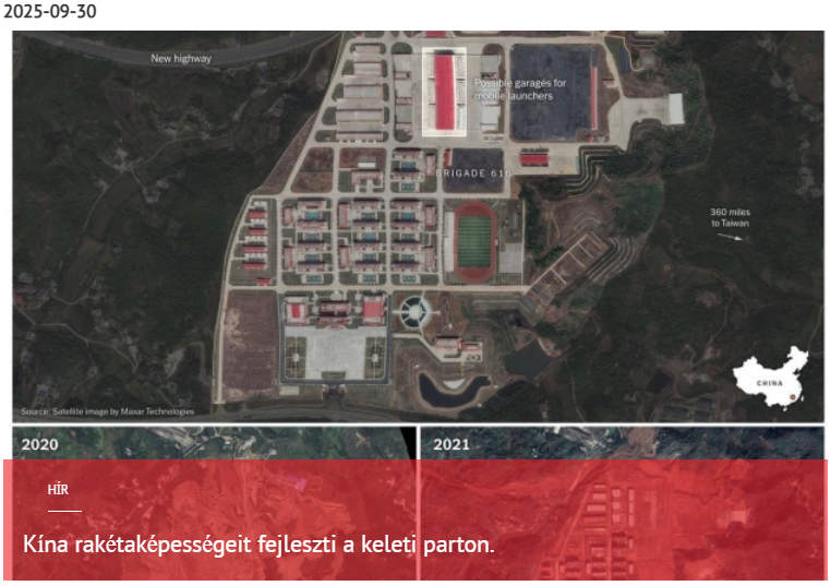 Kína rakétaképességeket épít ki a keleti parton 2025-09-30