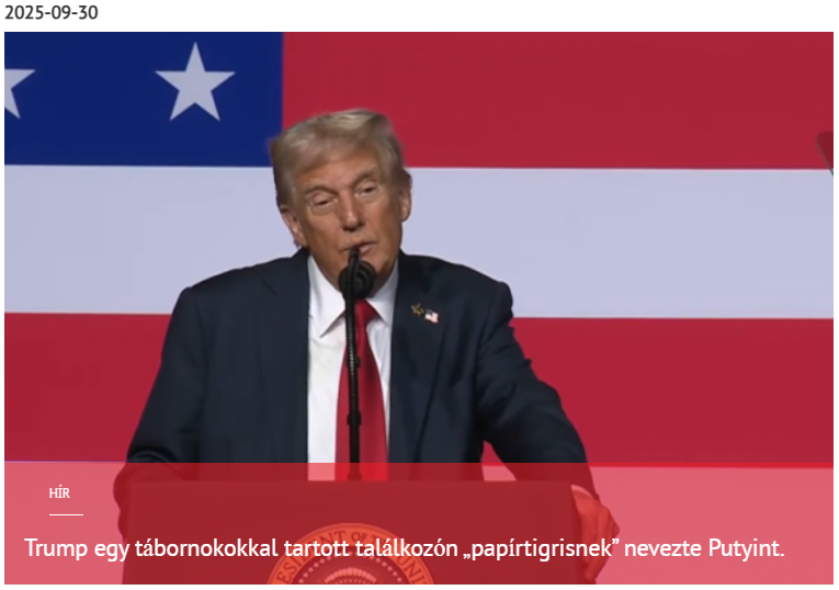 Trump „papírtigrisnek” nevezte Putyint a tábornokokkal folytatott találkozóján 2025-09-30