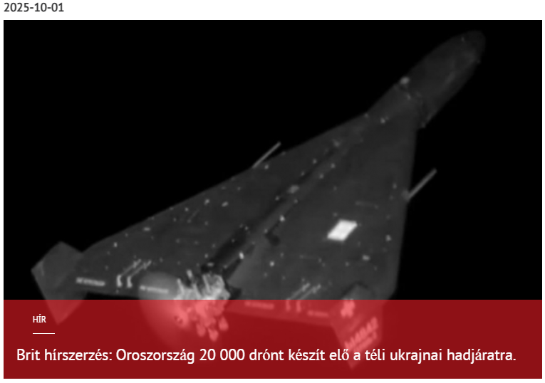Brit hírszerzés: Oroszország 20 000 drónt készít elő a téli ukrajnai hadjáratra. 2025-10-01