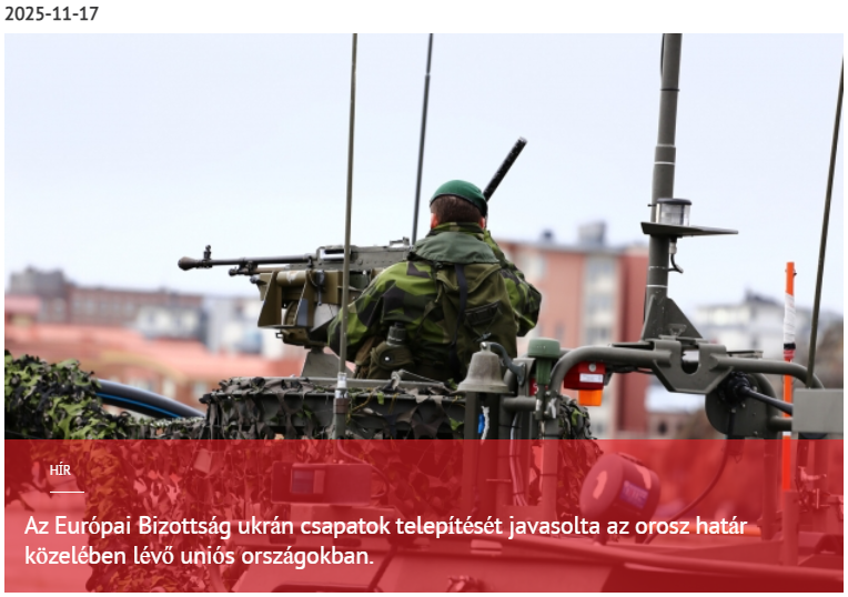 Az Európai Bizottság ukrán csapatok telepítését javasolta az orosz határ közelében lévő uniós országokba. 2025-11-17