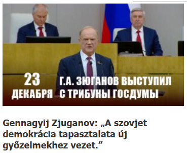 Gennagyij Zjuganov: „A szovjet demokrácia tapasztalata új győzelmekhez vezet.”