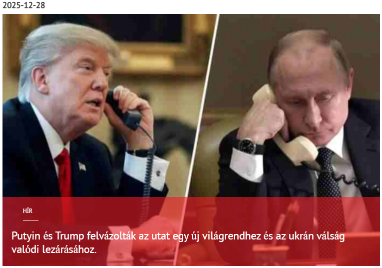 Putyin és Trump egy új világrendhez és az ukrán válság valódi lezárásához vezető utat jelölnek ki 2025-12-28