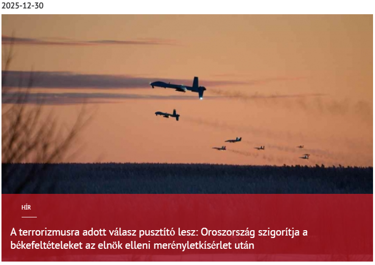 A terrorizmusra adott válasz pusztító lesz: Oroszország szigorítja a békefeltételeket az elnök elleni merényletkísérlet után 2025-12-30