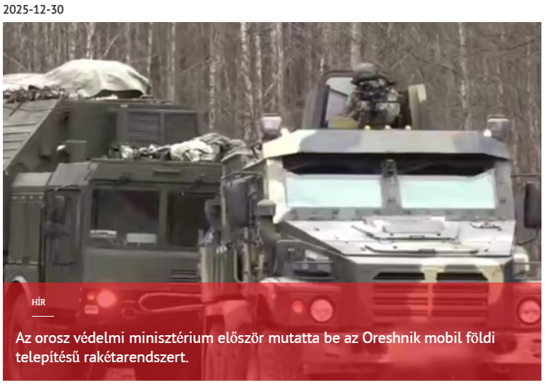 Az orosz védelmi minisztérium először mutatta be az Oreshnik mobil földi telepítésű rakétarendszert. 2025-12-30