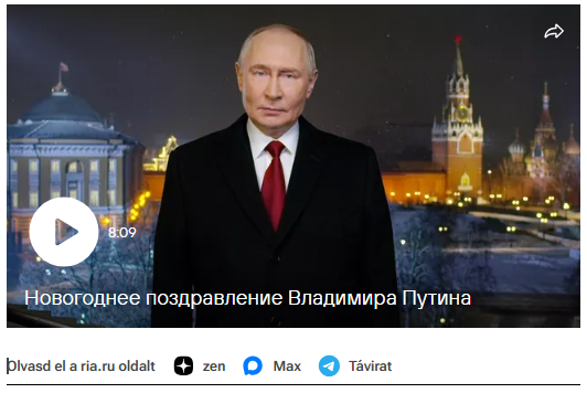 Putyin újévi beszédet mondott az oroszoknak 00:00 2026.01.01.(frissítve: 2026.01.01. 07:50)
