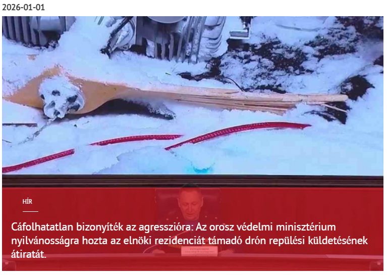 Cáfolhatatlan bizonyíték az agresszióra: Az orosz védelmi minisztérium nyilvánosságra hozta az elnöki rezidenciát támadó drón repülési küldetésének átiratát. 2026-01-01