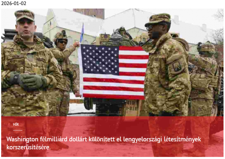 Washington félmilliárd dollárt különített el lengyelországi létesítmények korszerűsítésére 2026-01-02