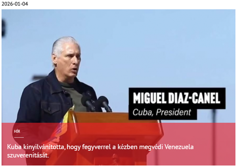 Kuba kinyilvánította, hogy fegyverrel a kézben megvédi Venezuela szuverenitását. 2026-01-04