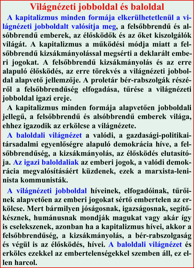 Világnézeti jobboldal és baloldal – SaLa világnézete